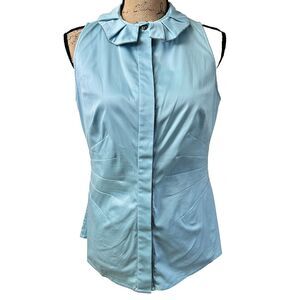 Ecetera Womens Blue Sleeveless Collared Cotton Shirt Sz 6